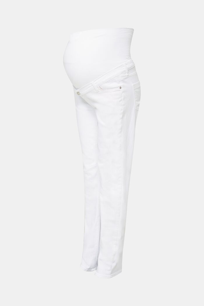 Jeans basic con fascia premaman, WHITE, detail image number 1