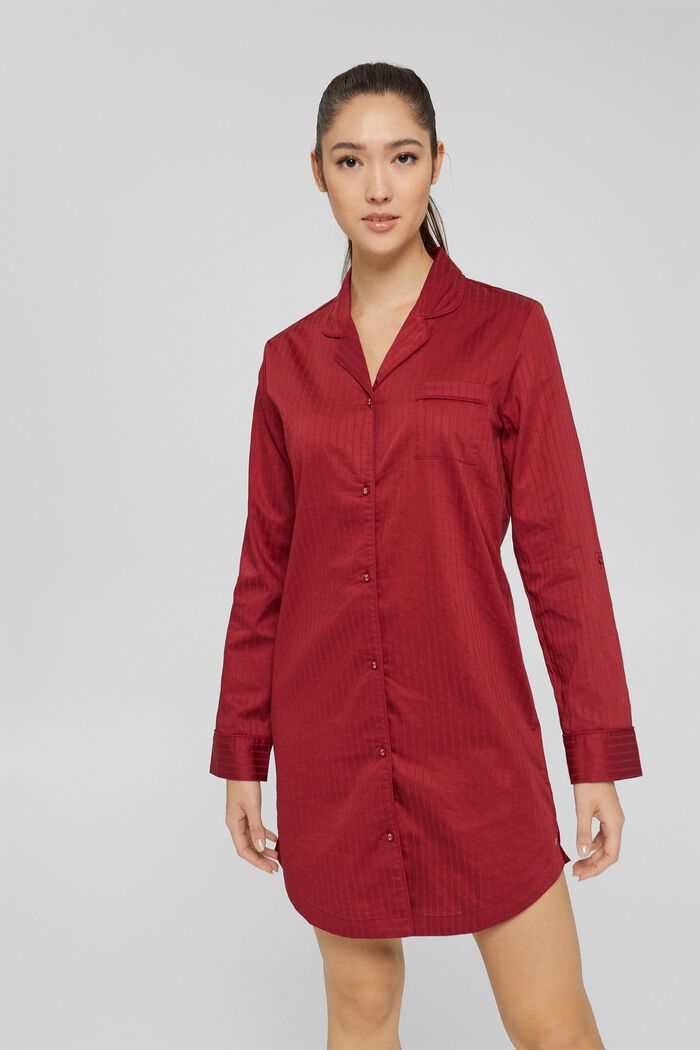 Camicia da notte in 100% cotone, CHERRY RED, detail image number 1