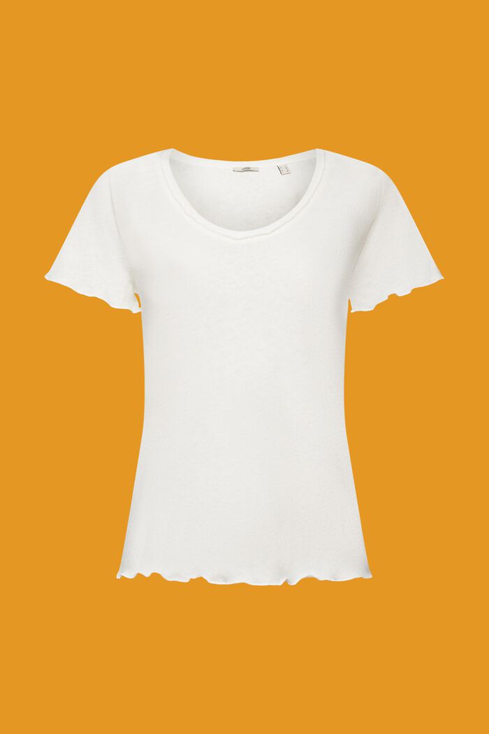 T-shirt con orli arrotolati, misto cotone e lino, ICE, detail image number 6