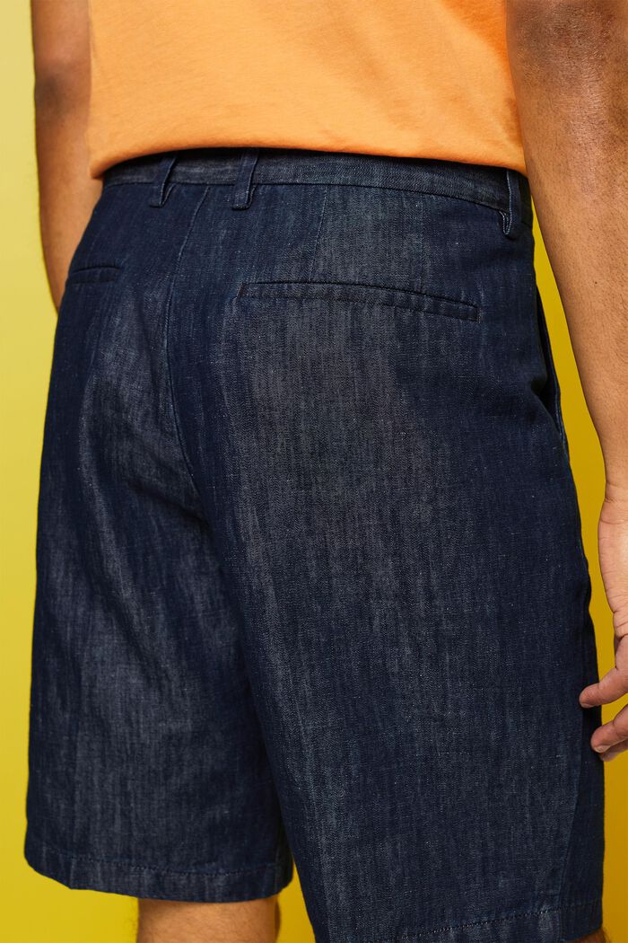 Pantaloncini chino in lino e cotone, BLUE BLACK, detail image number 4
