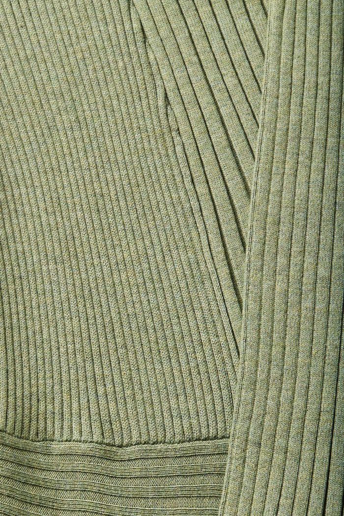Cardigan a coste con orlo a fazzoletto, LIGHT KHAKI COLORWAY, detail image number 5