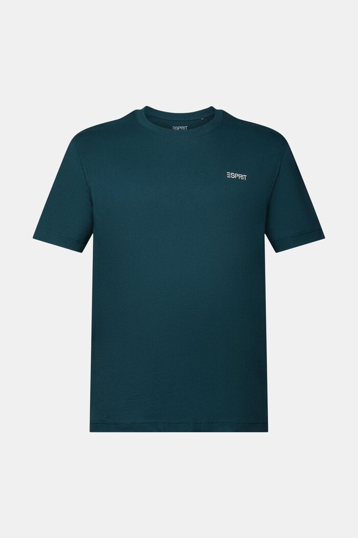 T-shirt in cotone con logo, DARK TEAL GREEN, detail image number 5