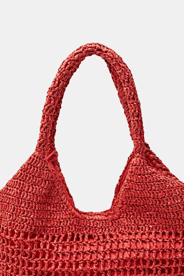 Tote bag in paglia intrecciata, ORANGE RED, detail image number 1