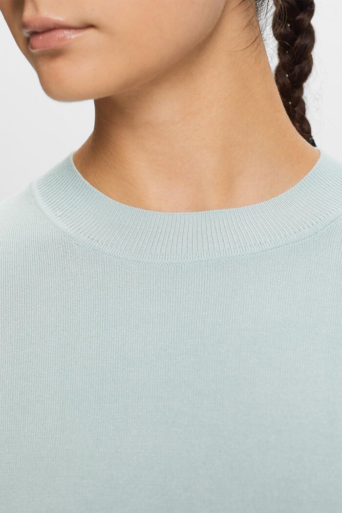 Pullover girocollo a righe, LIGHT AQUA GREEN, detail image number 1