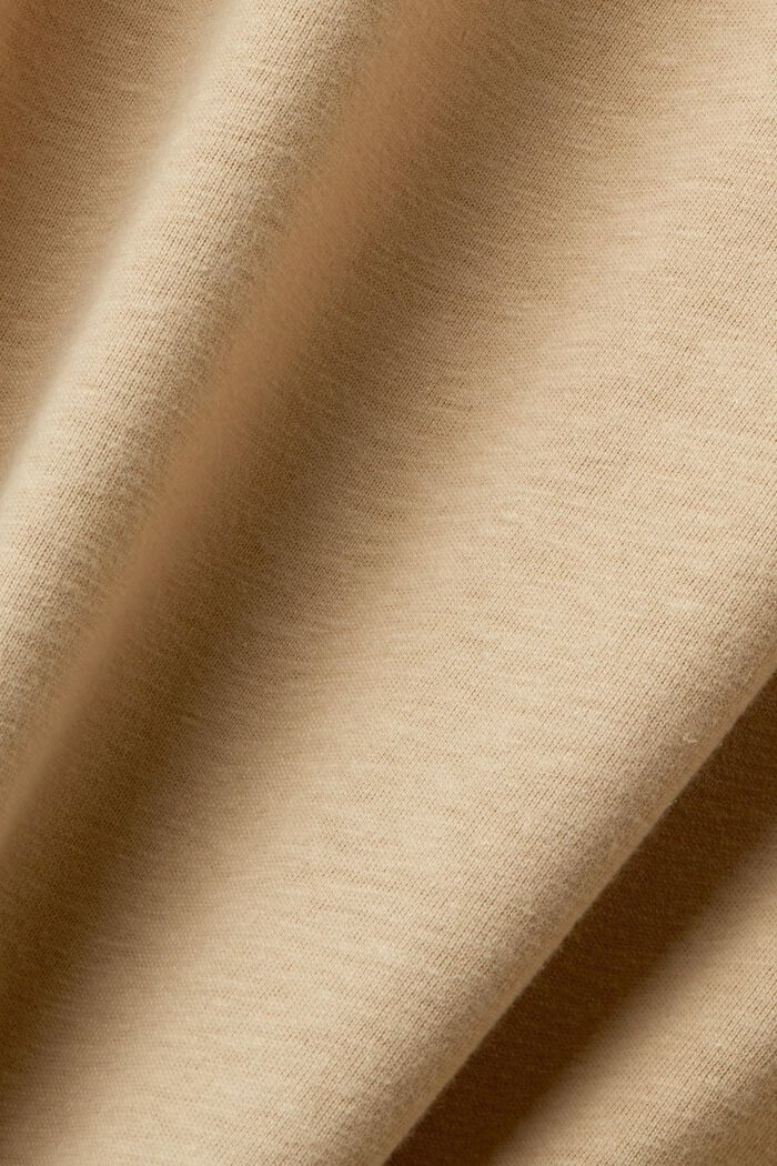 T-shirt in misto cotone e lino, SAND, detail image number 5