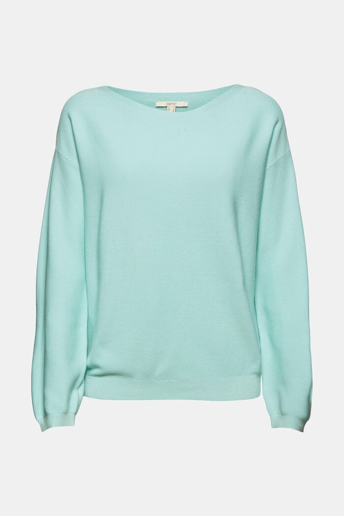 Pullover in maglia di 100% cotone biologico, LIGHT TURQUOISE, detail image number 0