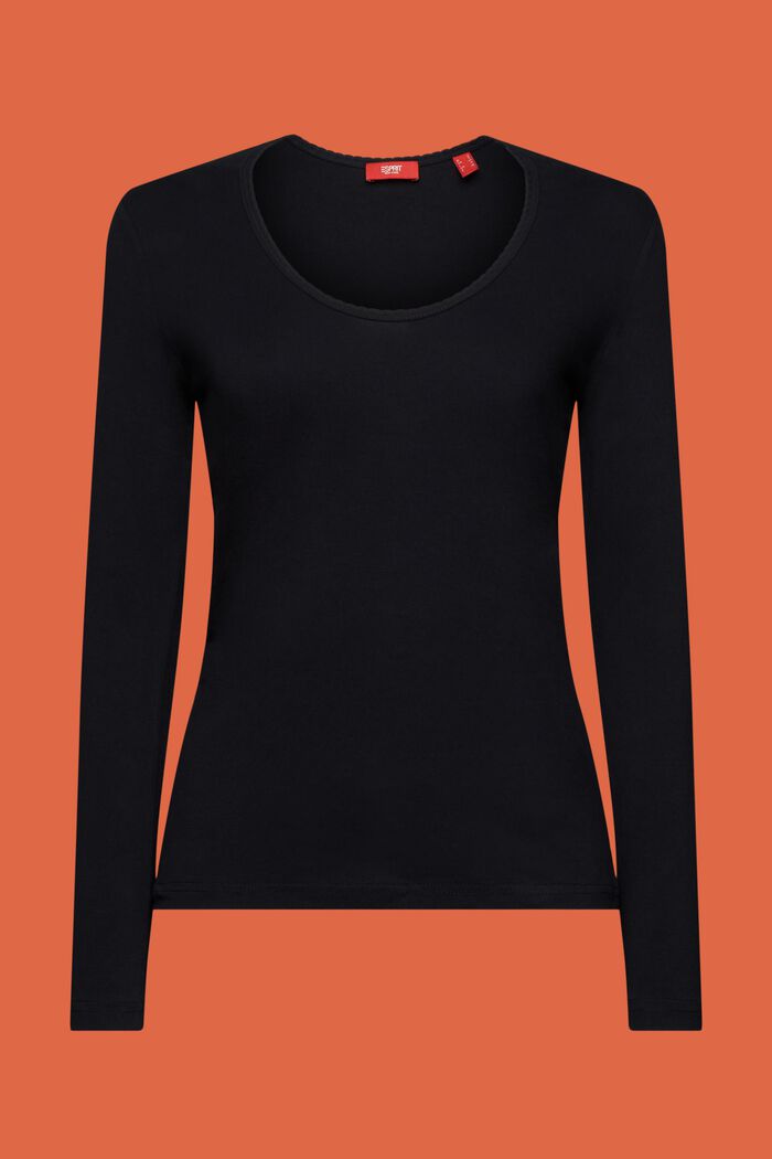 Maglia a manica lunga in cotone, BLACK, detail image number 6