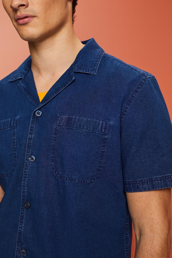 Camicia di jeans a maniche corte, 100% cotone, BLUE DARK WASHED, detail image number 2