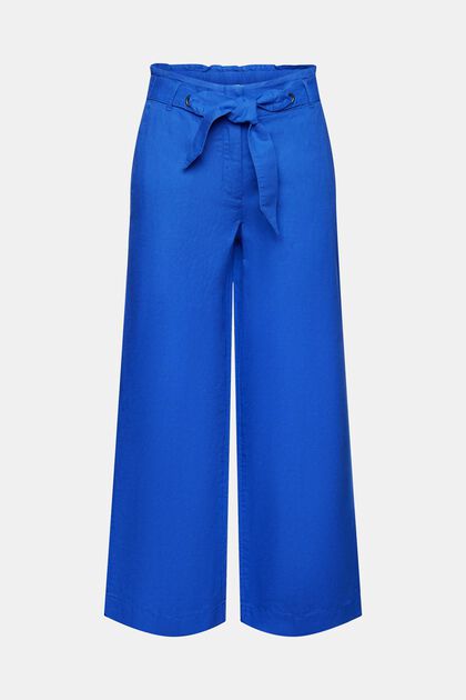 Pantaloni culotte cropped in lino e cotone