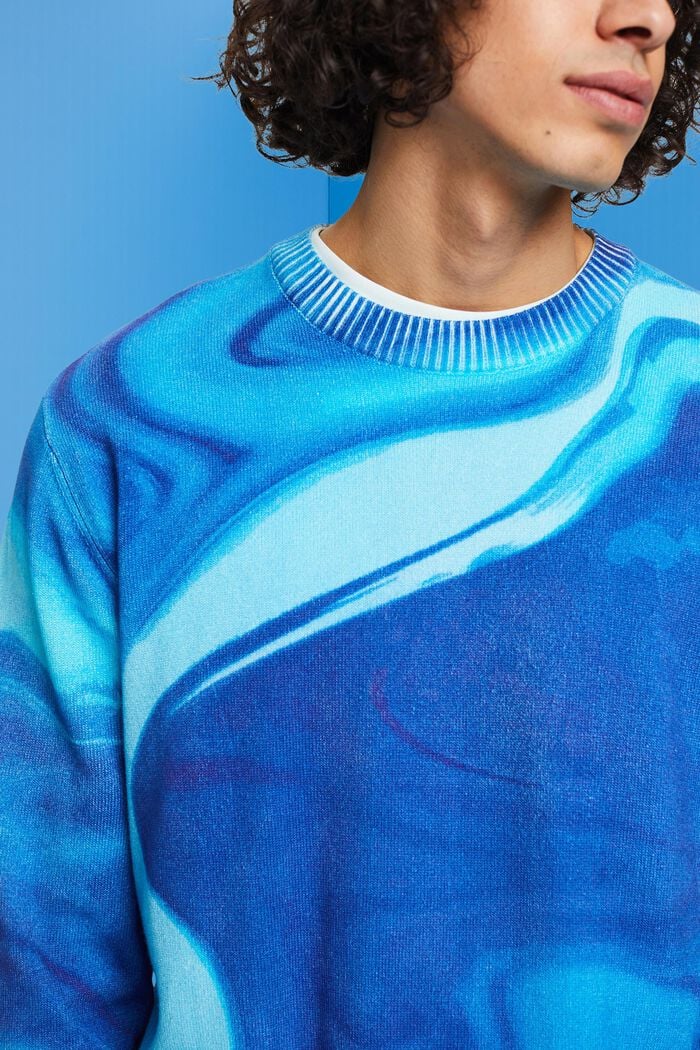 Pullover in cotone intessuto con motivo allover, BLUE, detail image number 2