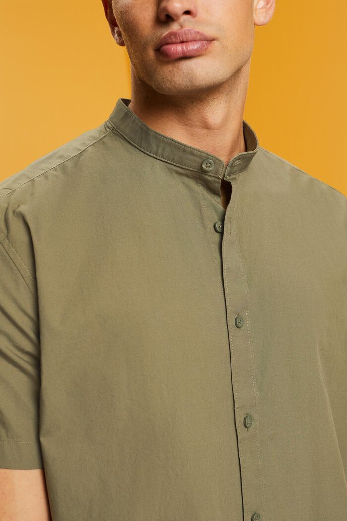 Camicia in cotone con colletto alto, KHAKI GREEN, detail image number 2