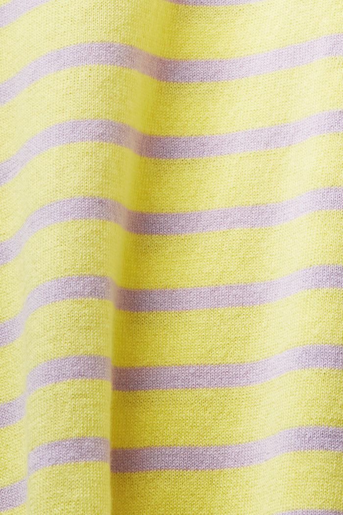 Pullover con scollo a V in cotone a righe, PASTEL YELLOW, detail image number 5