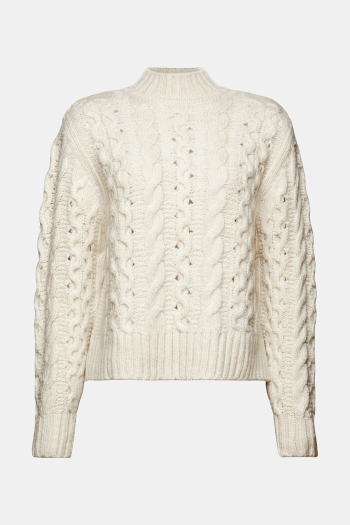Pullover in misto lana in maglia intrecciata, ICE, detail image number 7