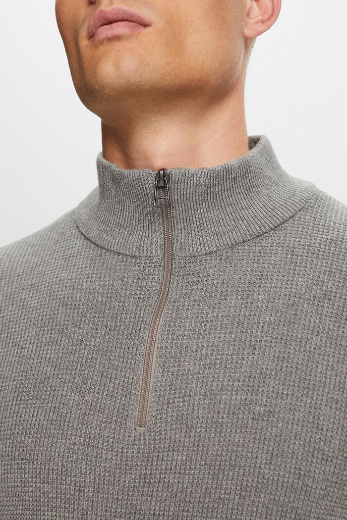 Troyer in cotone con zip, MEDIUM GREY, detail image number 2