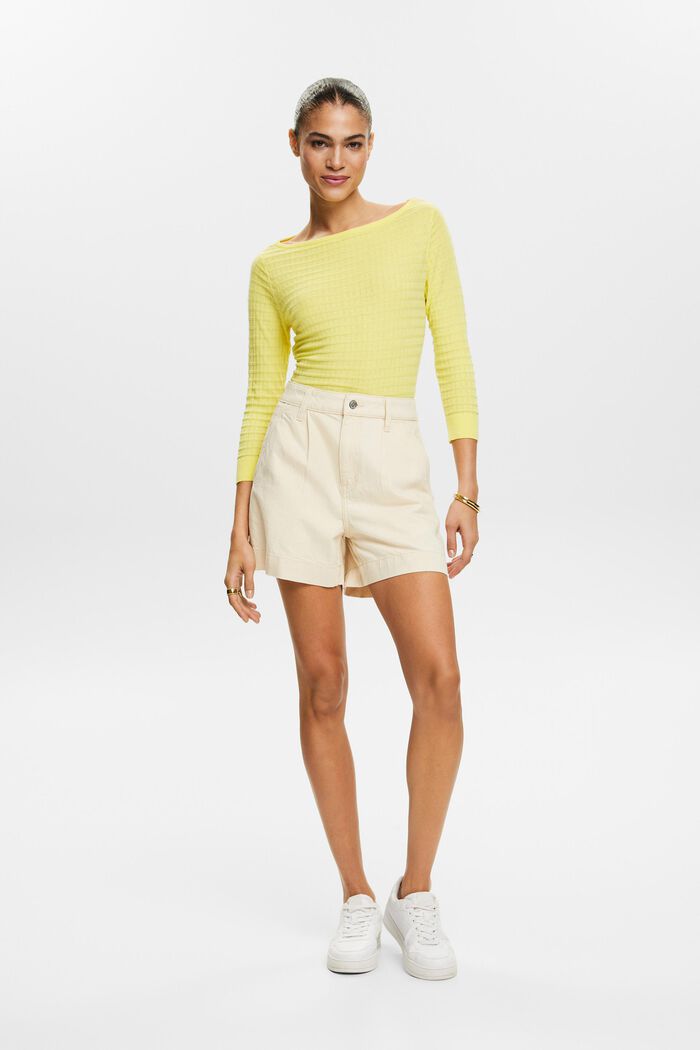 Pullover a maglia strutturata, PASTEL YELLOW, detail image number 1