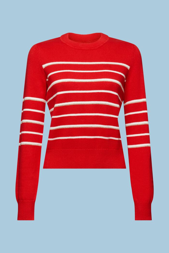 Pullover in maglia a righe con cashmere, RED, detail image number 6