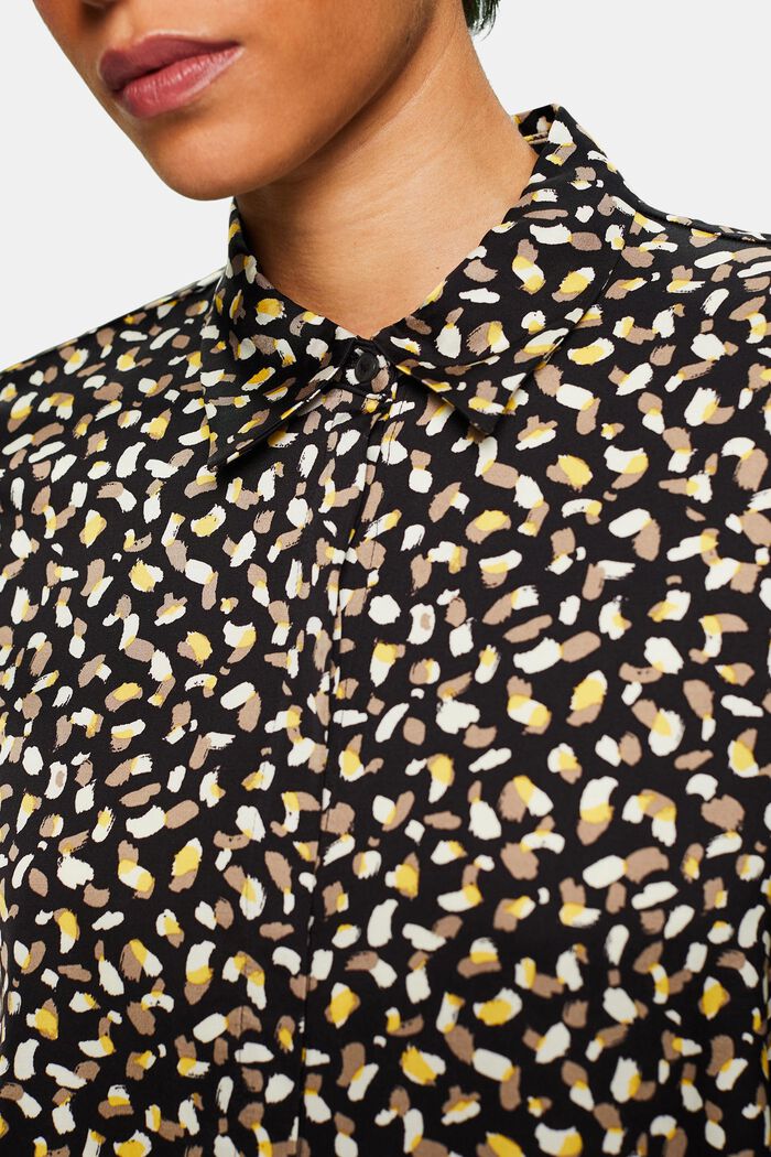 Camicia blusata in raso stampato, BLACK, detail image number 3