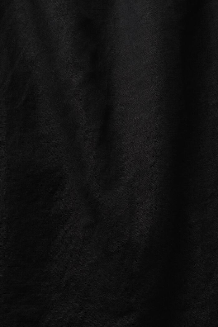 Camicetta arricciata senza maniche in lino cotone, BLACK, detail image number 4