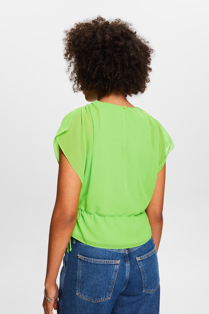 Blusa in chiffon con coulisse, CITRUS GREEN, detail image number 2