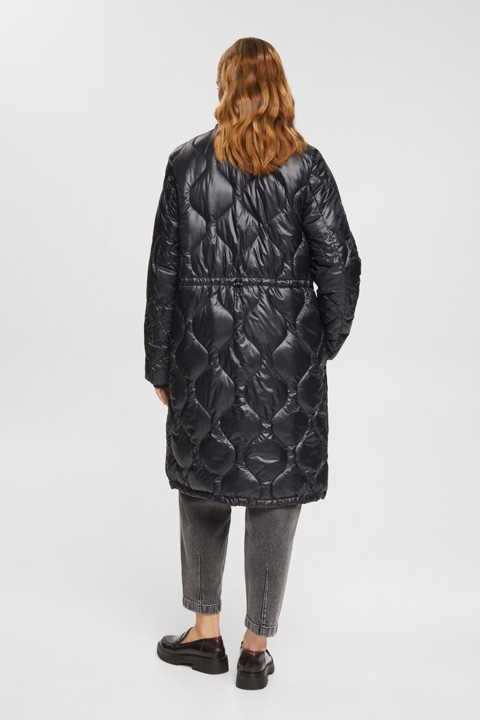 Cappotto trapuntato con colletto in maglia a coste, BLACK, detail image number 3