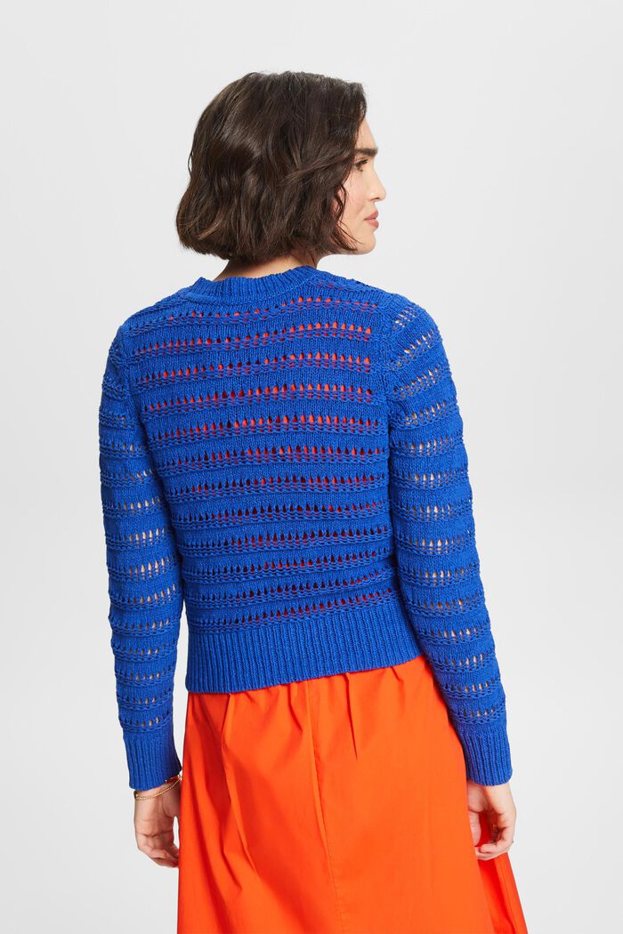 Pullover in maglia traforata, BRIGHT BLUE, detail image number 2