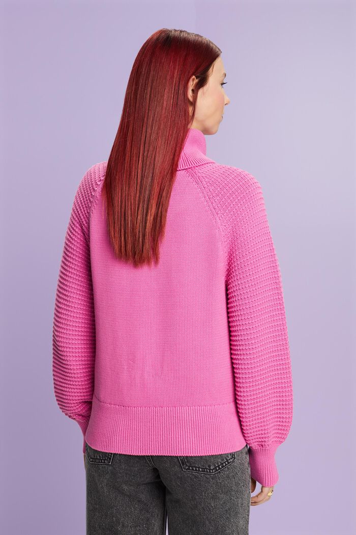 Pullover dolcevita in cotone, PINK FUCHSIA, detail image number 4