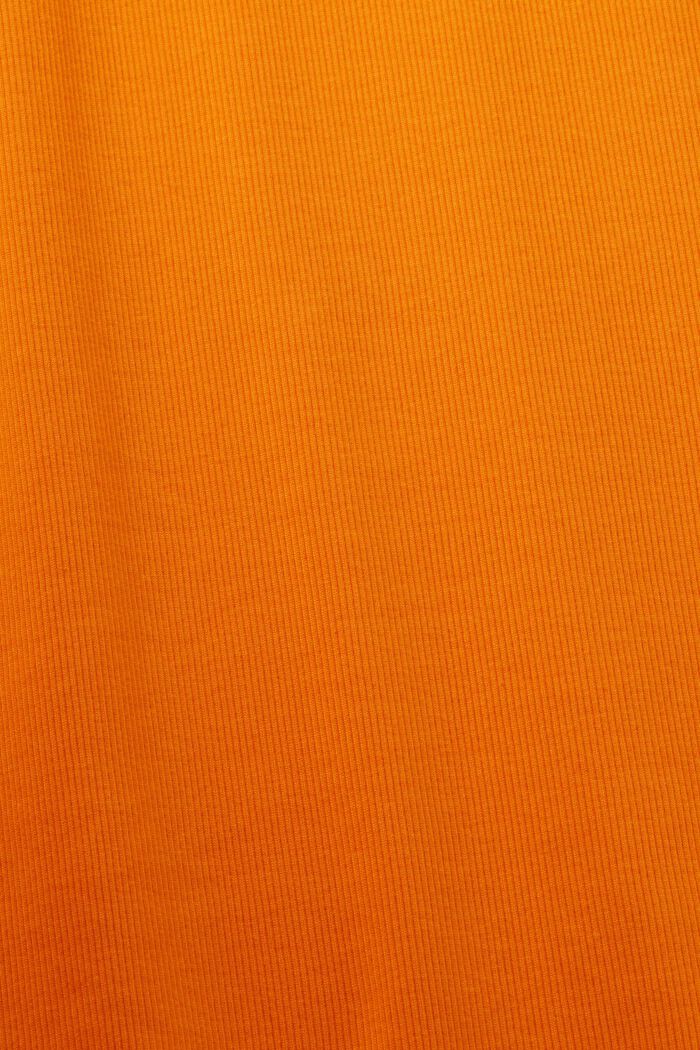 Abito midi in jersey a coste in cotone elasticizzato, BRIGHT ORANGE, detail image number 5