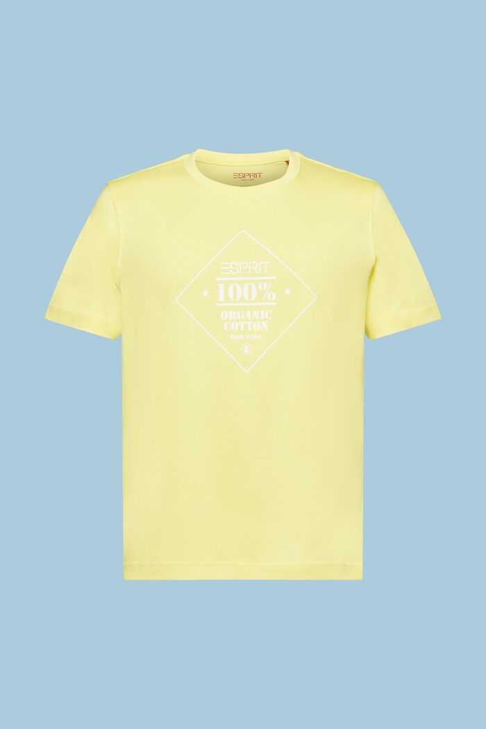 T-shirt in cotone con stampa del logo, PASTEL YELLOW, detail image number 6