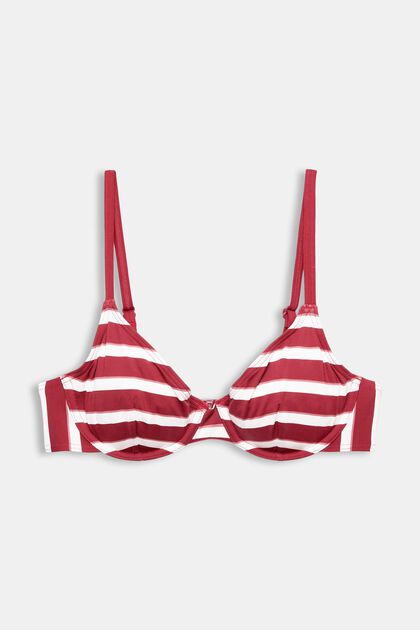 Reggiseno da bikini con ferretto e a righe, DARK RED, overview
