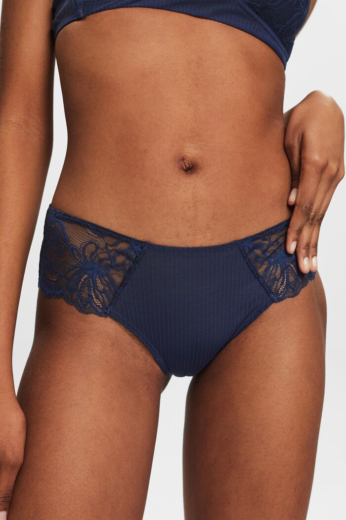 Culotte corte in pizzo alla brasiliana, NAVY, detail image number 1