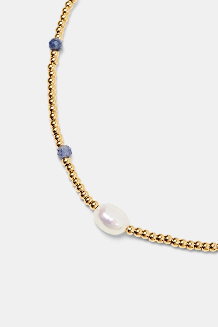 Cavigliera con perle in acciaio inossidabile, GOLD BICOLOUR, detail image number 1