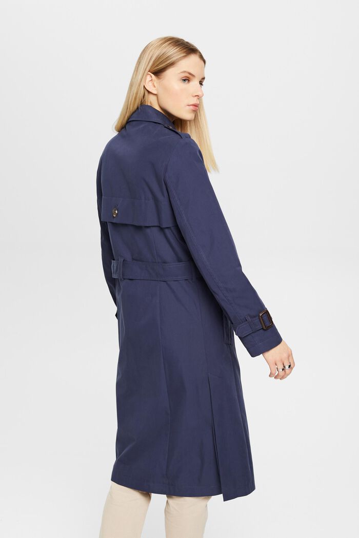 Trench a doppiopetto con cintura, NAVY, detail image number 3