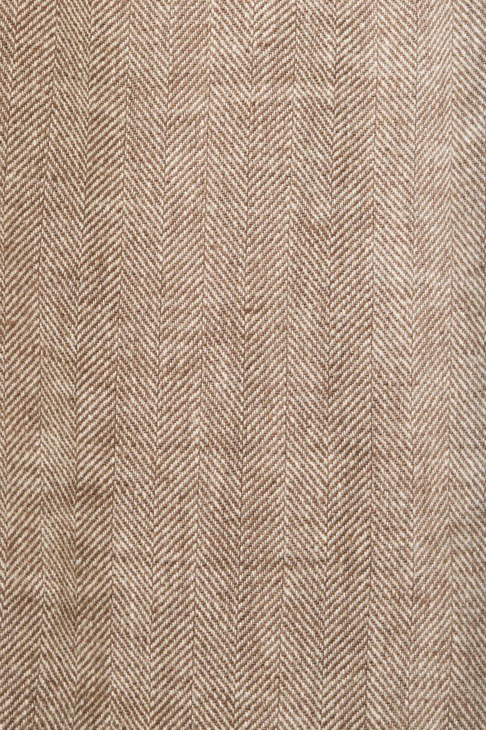Pantaloni a spina di pesce in misto cotone e lino, DARK BROWN, detail image number 6