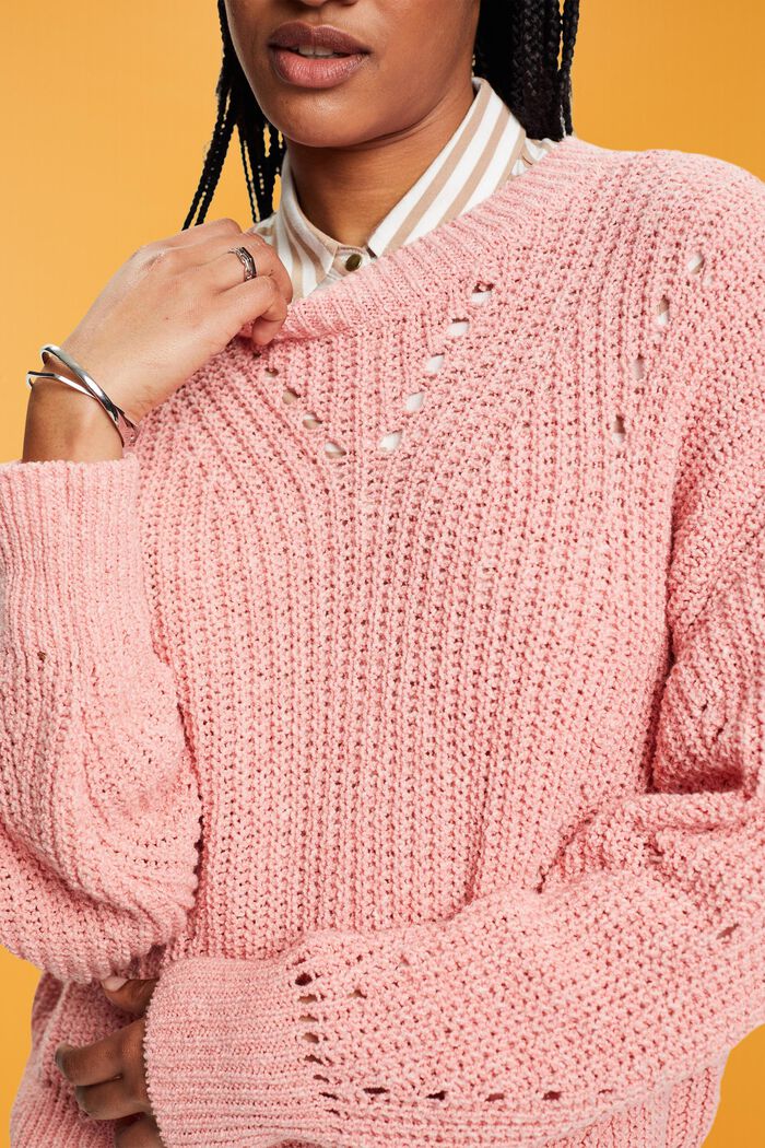 Pullover con motivo a treccia, PINK, detail image number 2