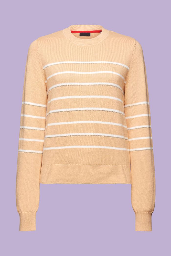 Pullover in maglia a righe con cashmere, BEIGE, detail image number 6