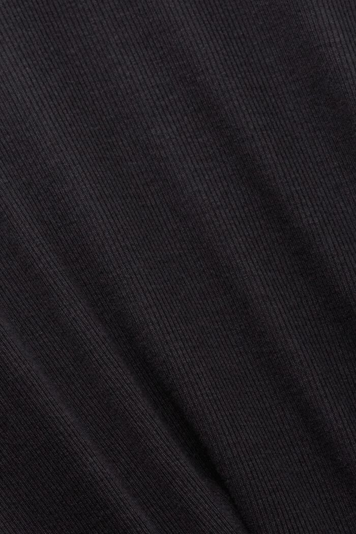 T-shirt a coste con scollo a V, BLACK, detail image number 4