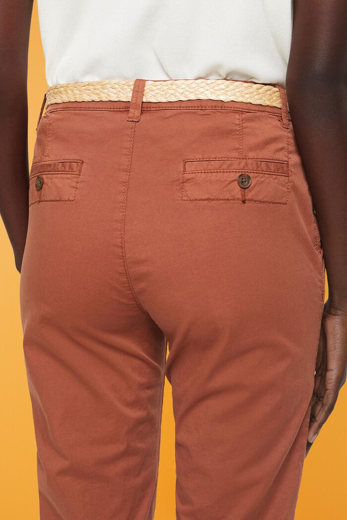 Pantaloni chino stretch leggeri con cintura, RUST BROWN, detail image number 4