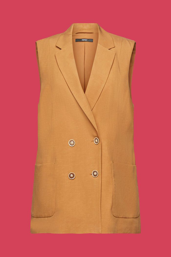 Gilet lungo a doppiopetto, TENCEL™, CAMEL, detail image number 7
