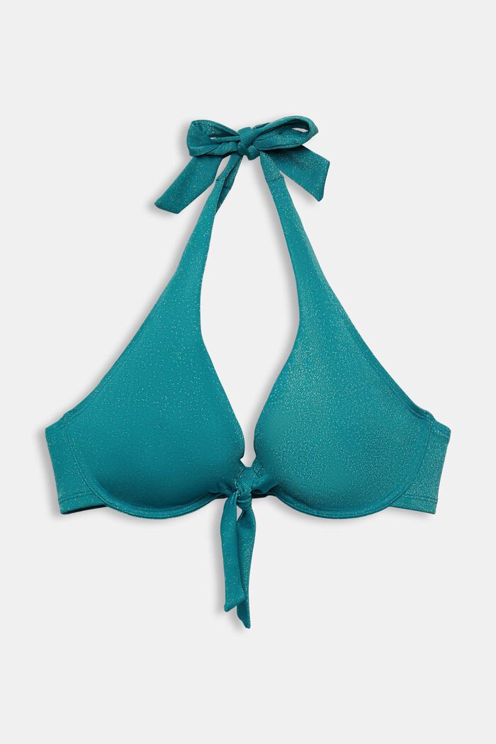 Top da bikini allacciato al collo per coppe grandi, TEAL BLUE, detail image number 0