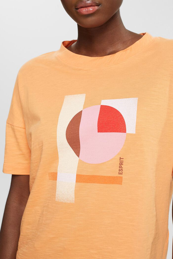 T-shirt in cotone con stampa geometrica, GOLDEN ORANGE, detail image number 2