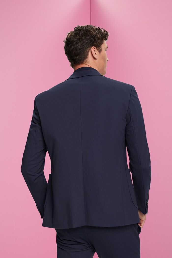 Blazer monopetto in jersey di cotone piqué, NAVY, detail image number 3