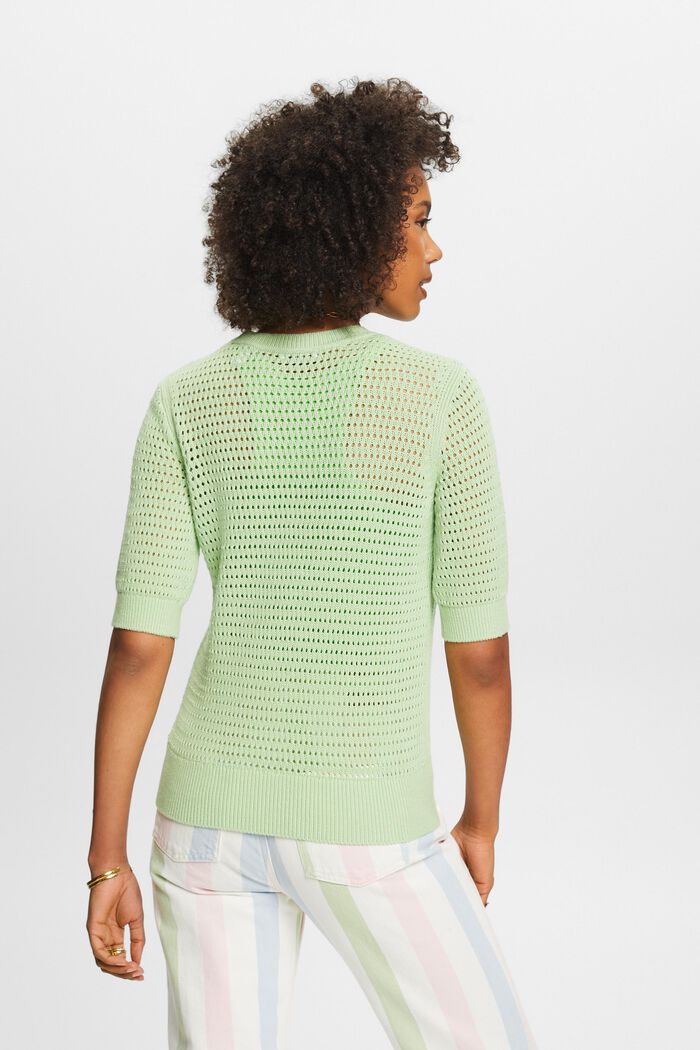 Pullover in mesh a manica corta, LIGHT GREEN, detail image number 2