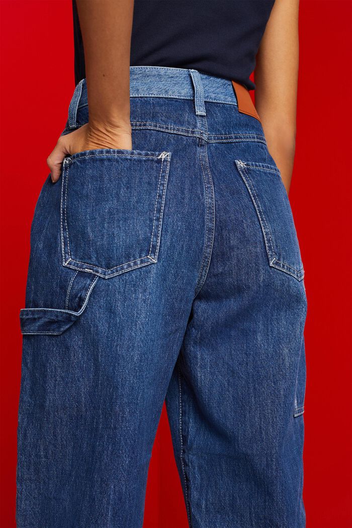 Jeans asimmetrici a gamba larga anni ‘90, BLUE DARK WASHED, detail image number 4