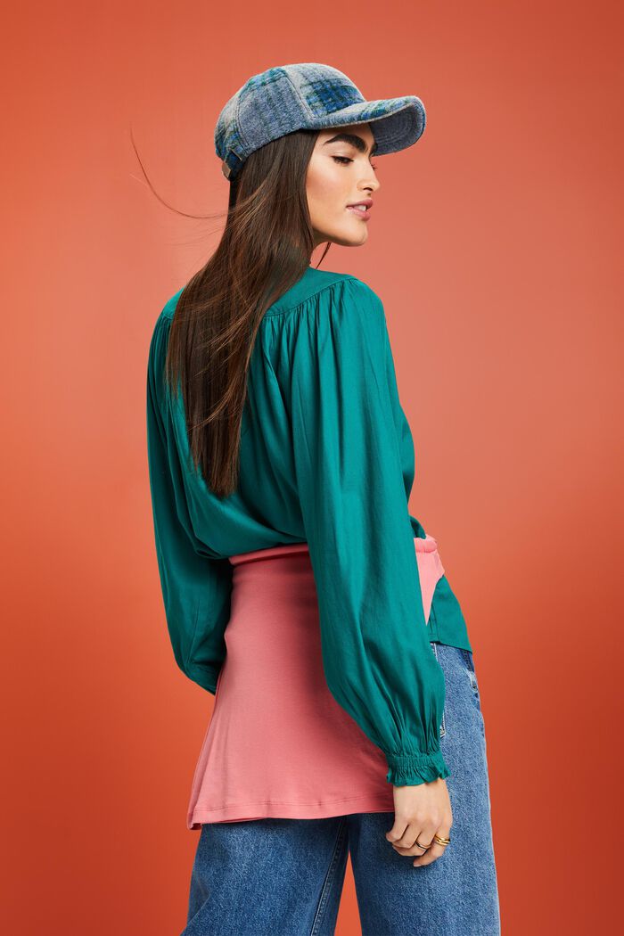 Blusa con rouches, EMERALD GREEN, detail image number 2