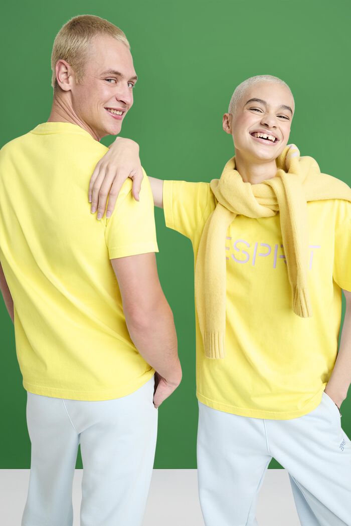 T-shirt unisex in jersey di cotone con logo, LIME YELLOW, detail image number 0
