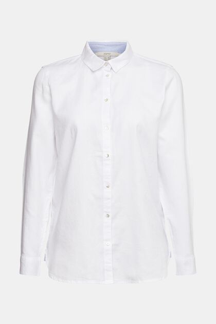 Blusa in 100% cotone, WHITE, overview