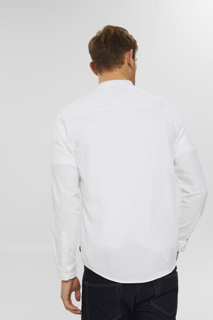 Camicia con colletto alto in cotone, WHITE, detail image number 3