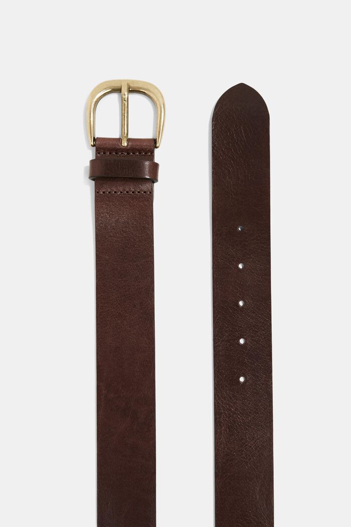 Cintura in pelle con fibbia ad ardiglione, DARK BROWN, detail image number 1