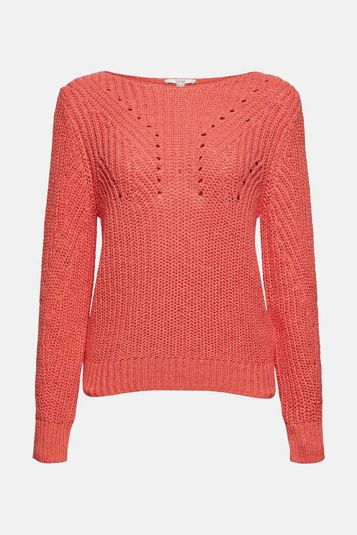 Pullover in misto cotone, CORAL, detail image number 2