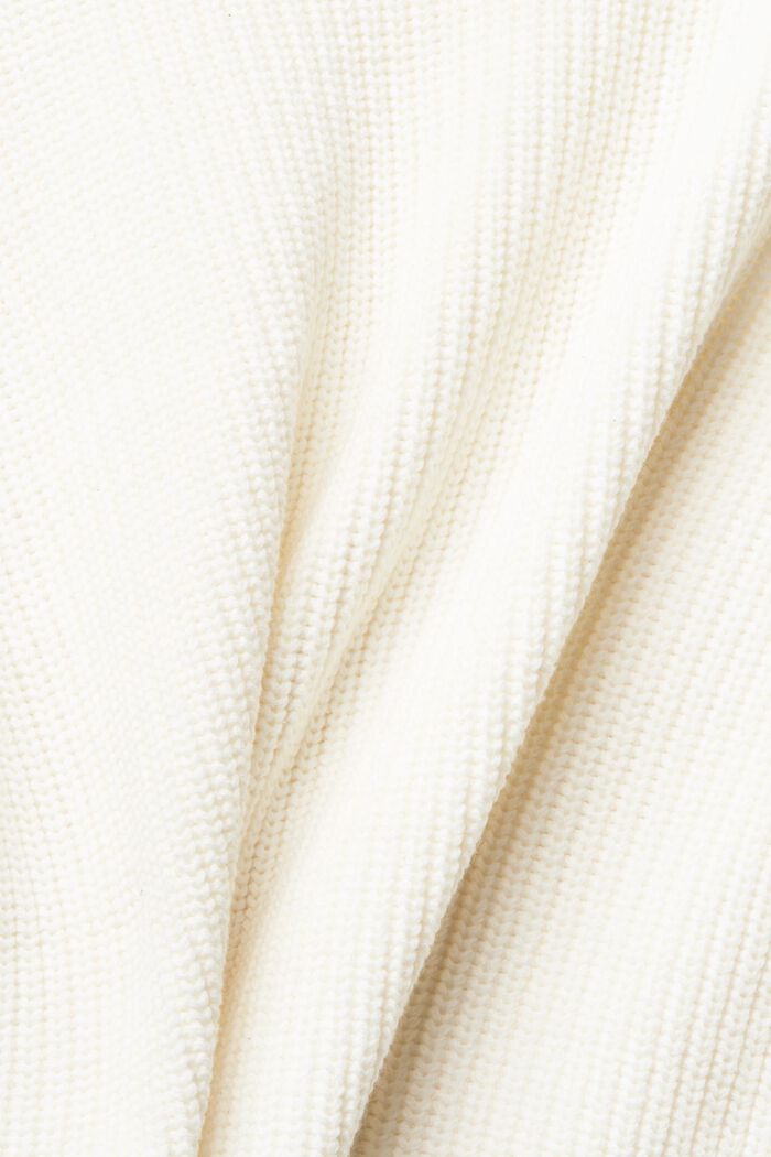 Felpa con cappuccio e tasca in maglia a coste, OFF WHITE, detail image number 1